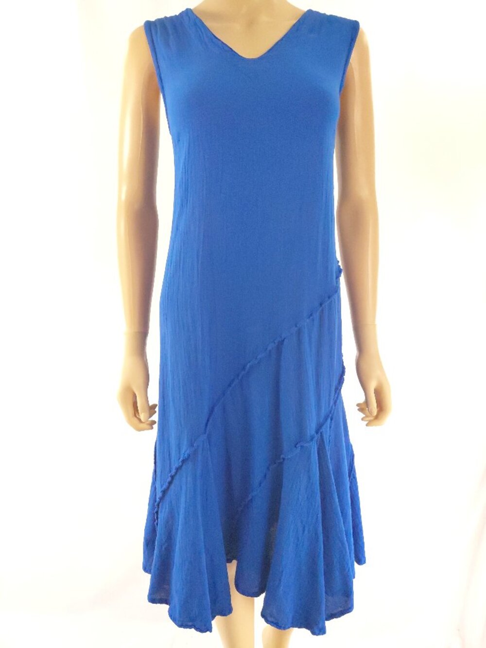 OH MY GAUZE! Dress Midi Shift Diagonal Layer Cotton Gauze Generous S/M 1
